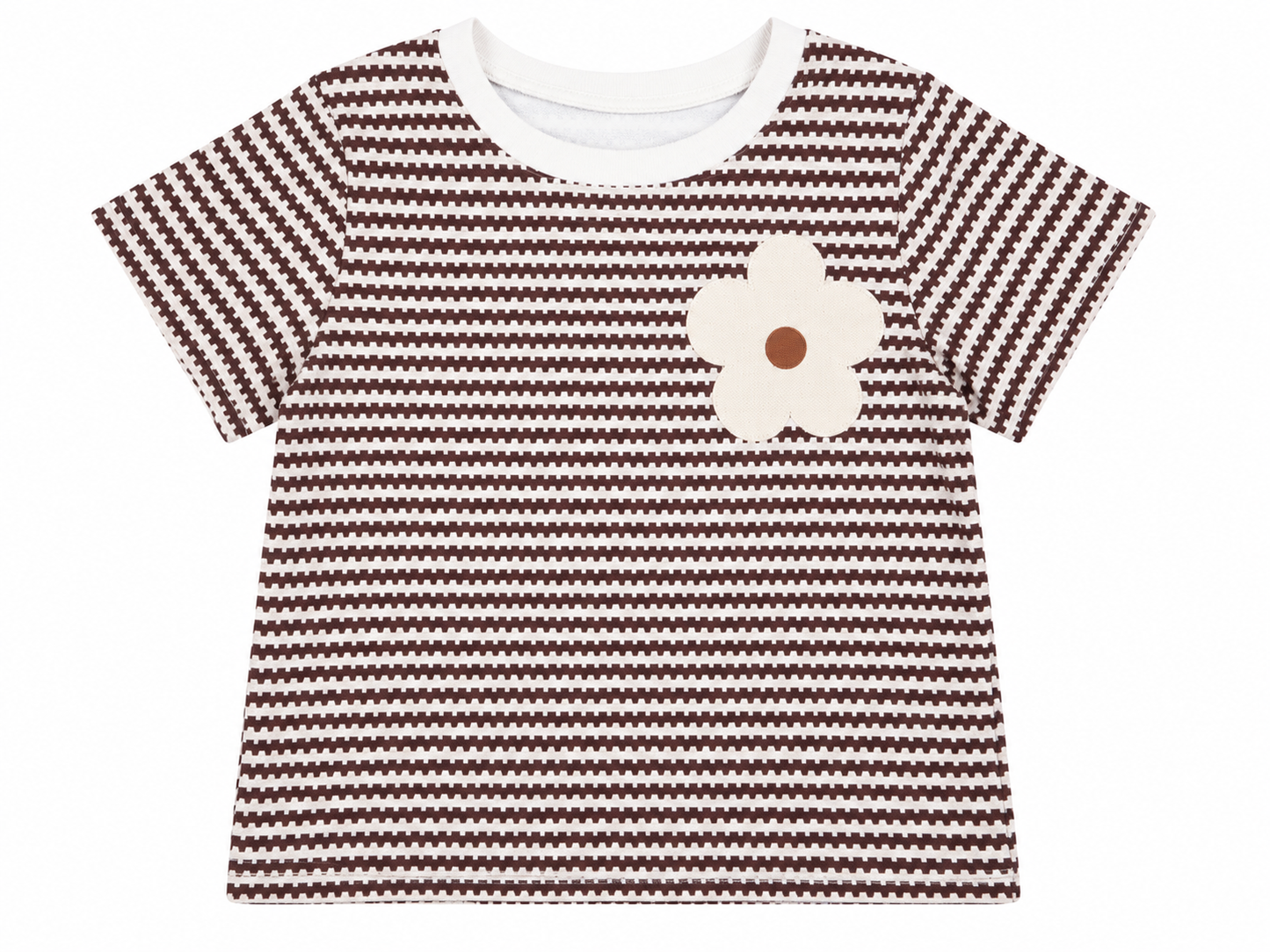 Blusa niña de rayas con aplicación floral