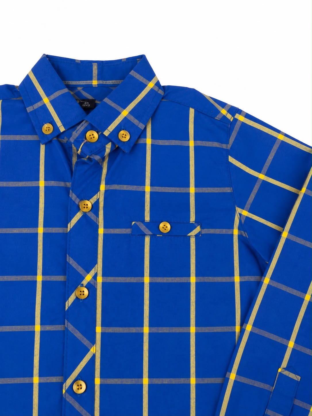 Camisa niño manga larga a cuadros azul
