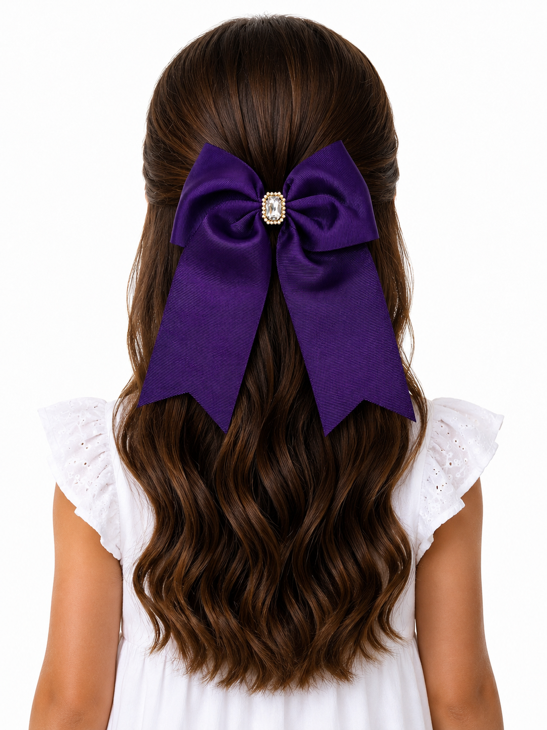 Moño niña elegante morado con pedrería