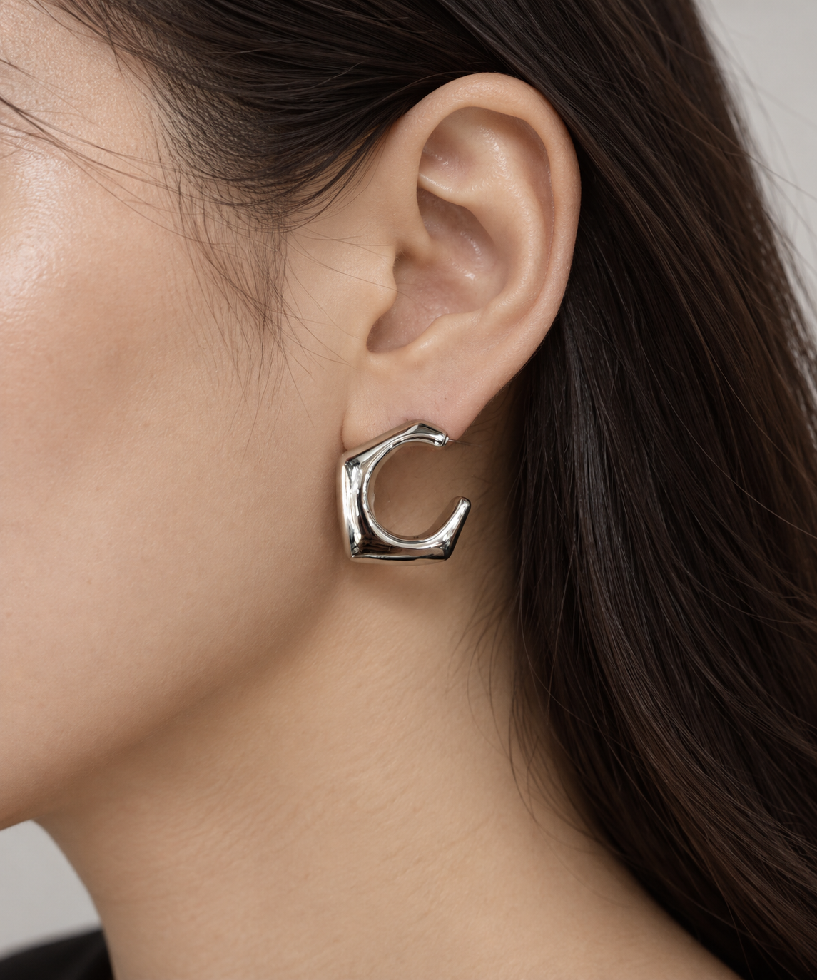 Aretes dama geométricos plateados ✨