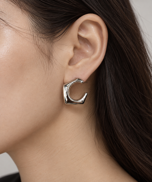 Aretes dama geométricos plateados ✨