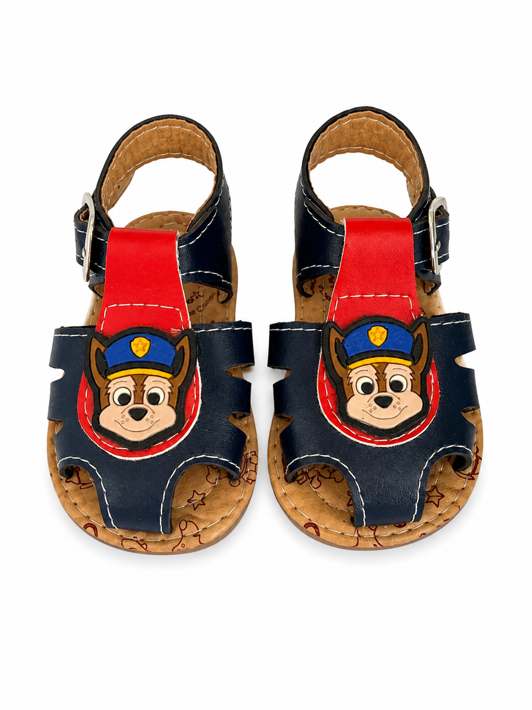 Huaraches niño OFERTA – azul marino y rojo con perrito policía 🐶🚓❤️