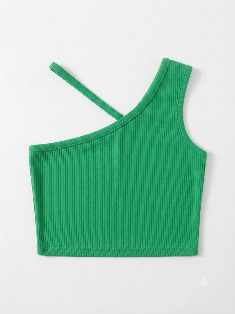 Blusa niña verde de un hombro