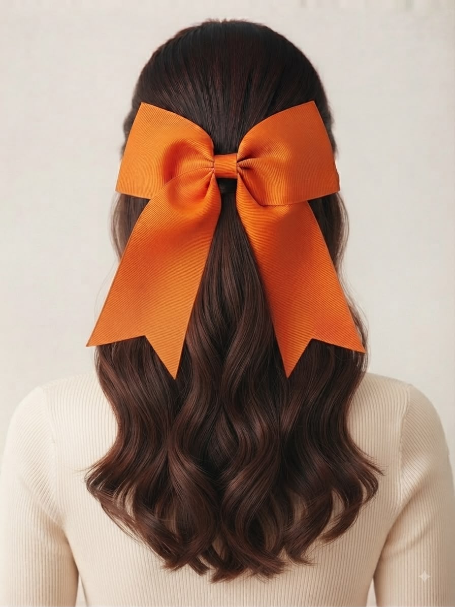 Moño niña naranja con tirantes largos 🎀🧡