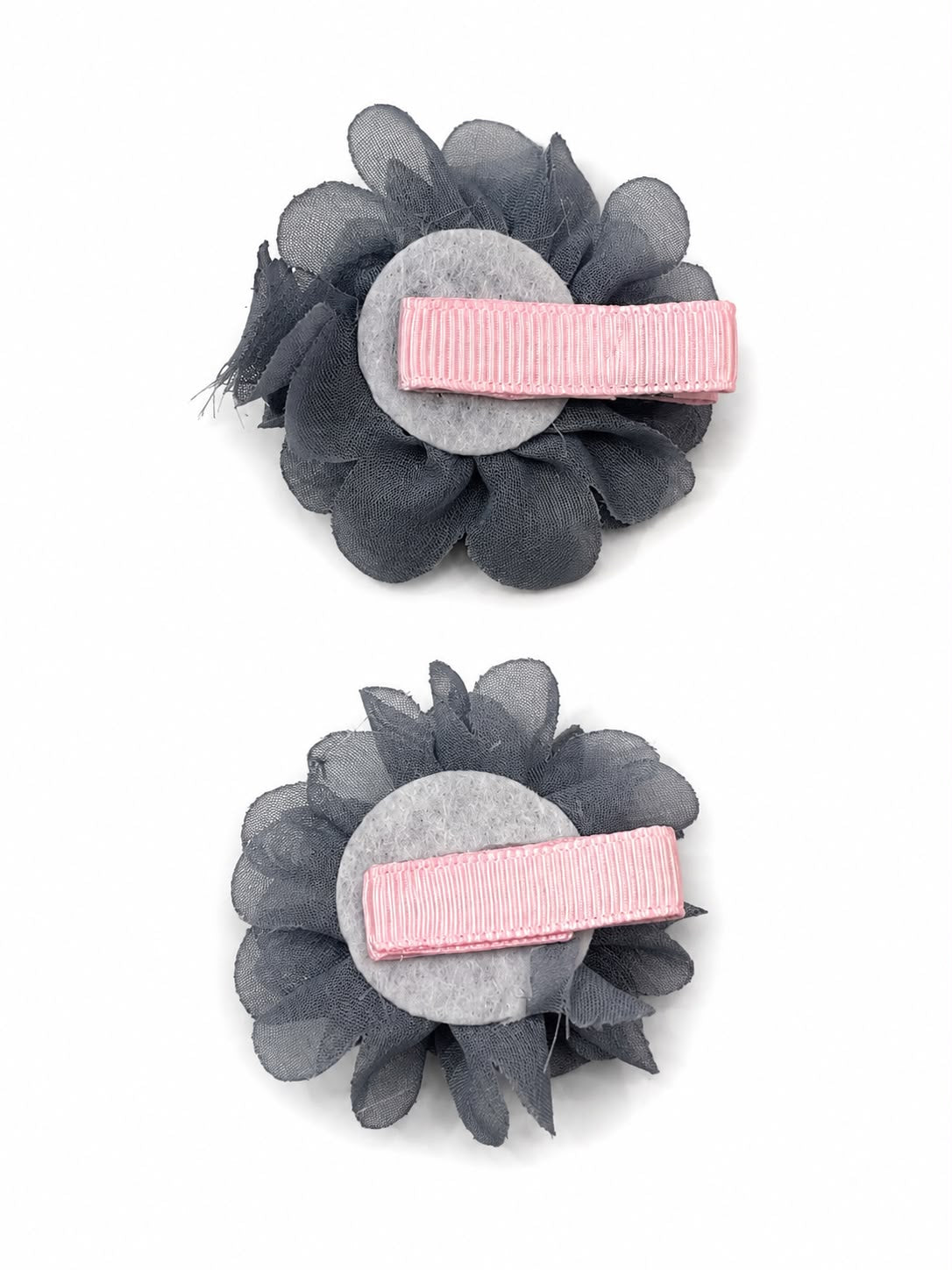 Moño Par Niña Flor Gris