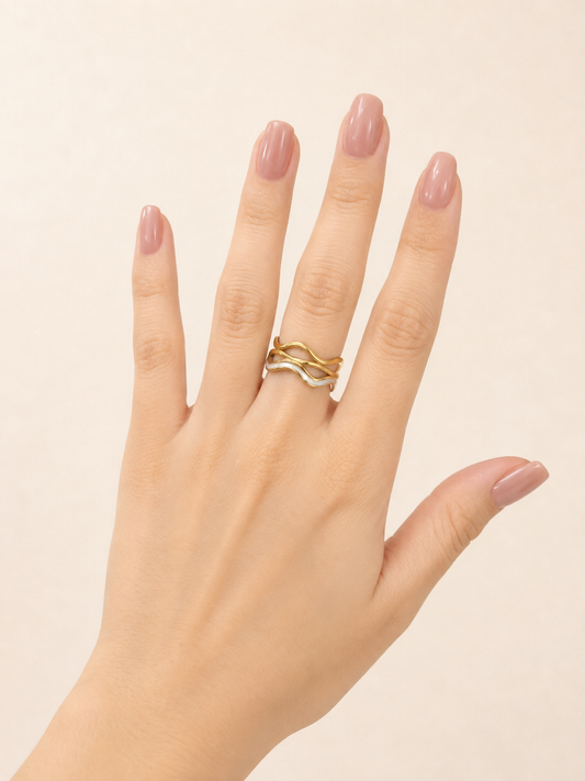 Anillo dama diseño ondas ✨💍
