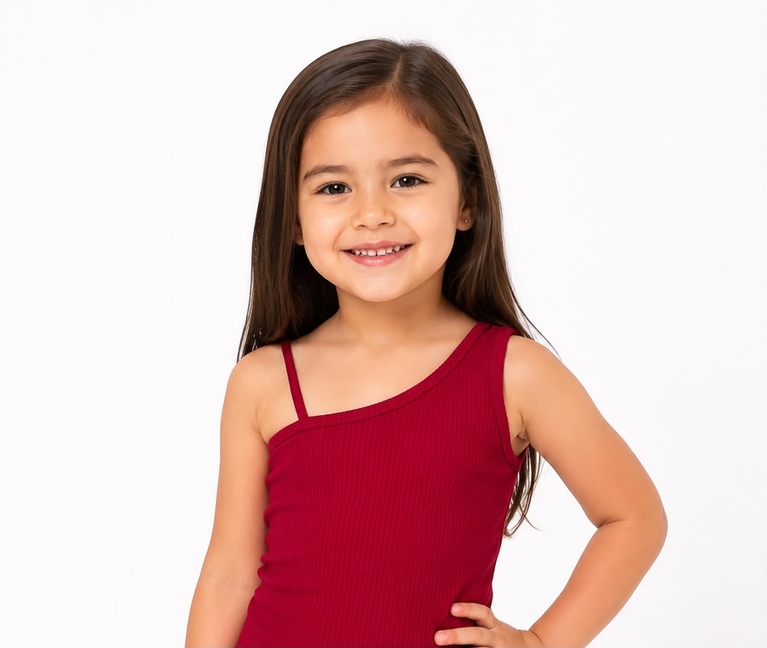 Blusa niña asimétrico color vino