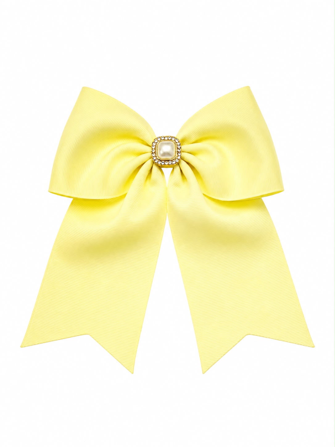 Moño niña amarillo pastel con perla y pedrería