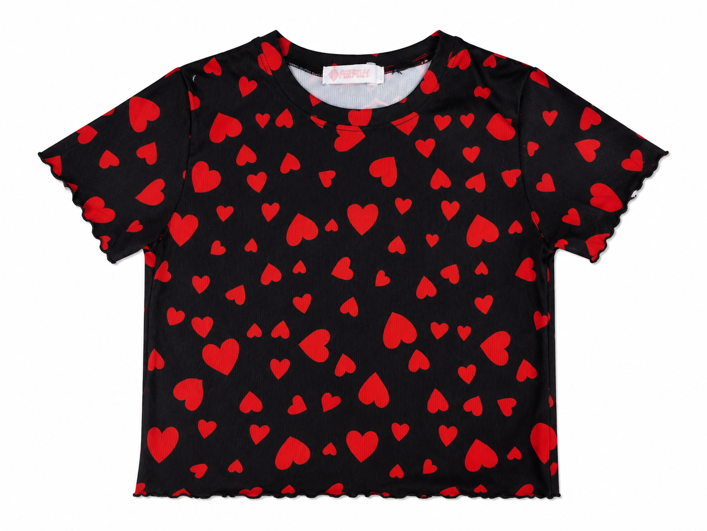 Blusa niña estampado corazones fondo negro
