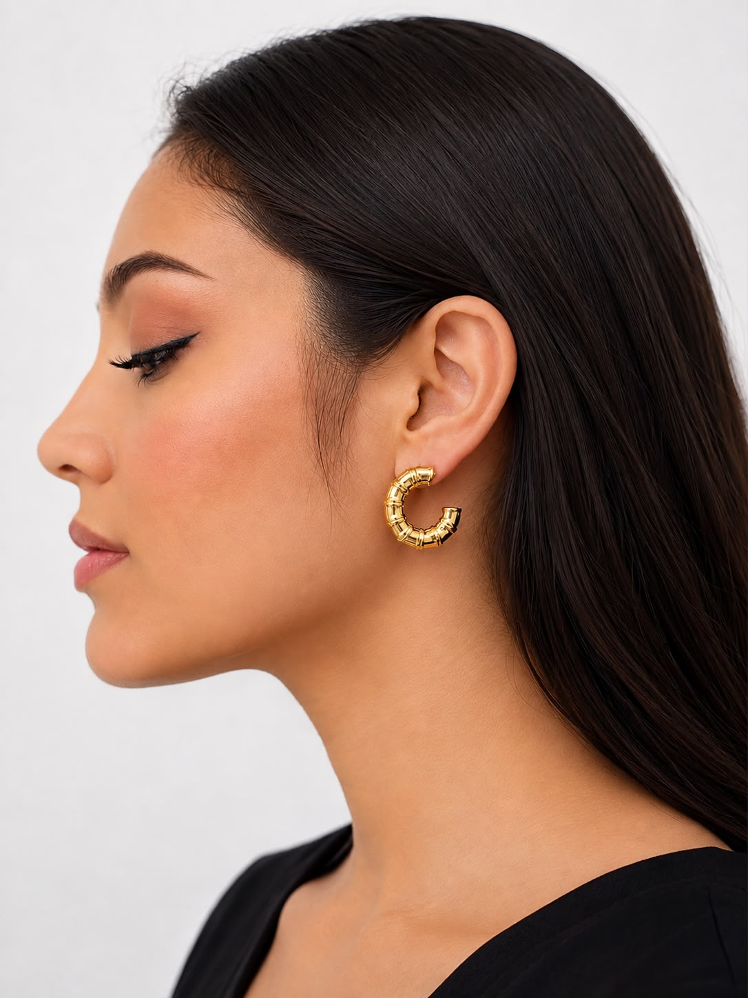 Aretes aro texturizado Dorado