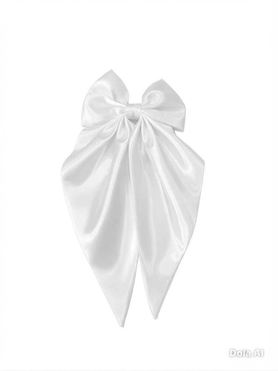 🎀 Moño coquette niña blanco satinado