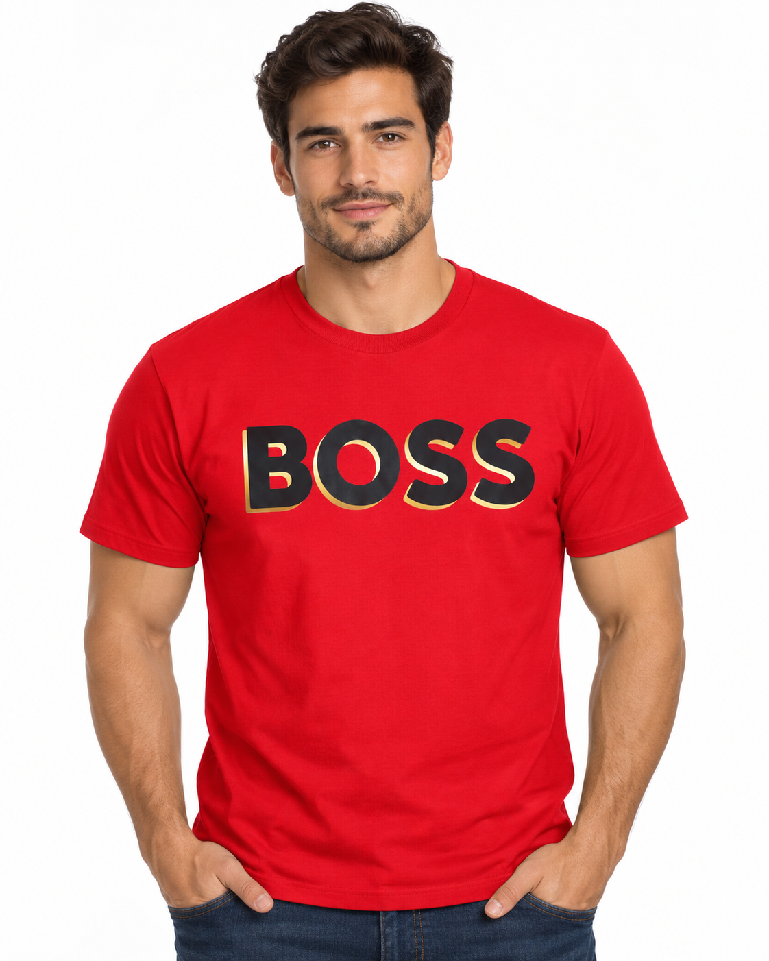 Playera Caballero Cuello Redondo con Estampado Juvenil