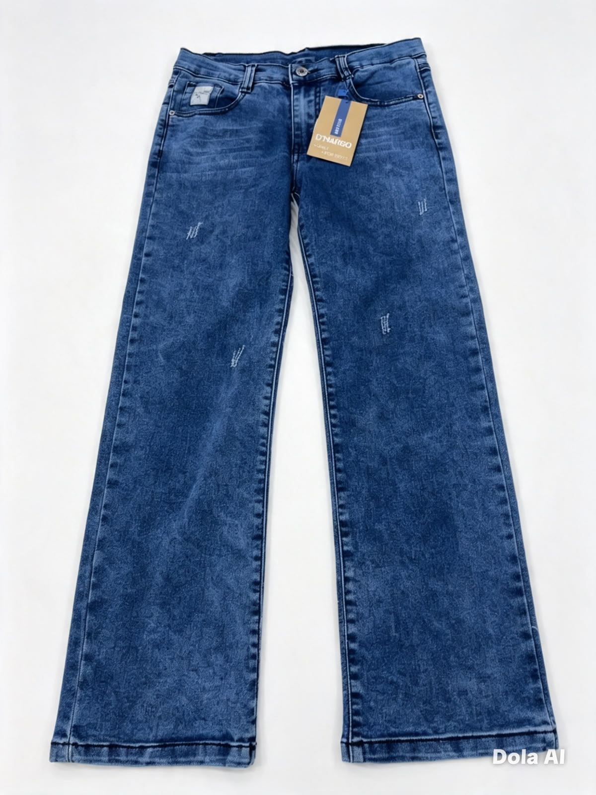 Pantalón niño de mezclilla azul jaspeado – Corte recto