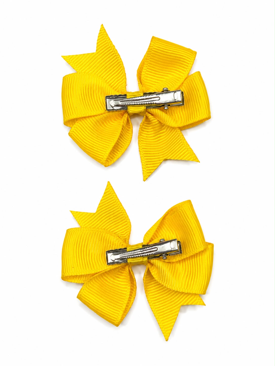 Moño par niña amarillo de grosgrain