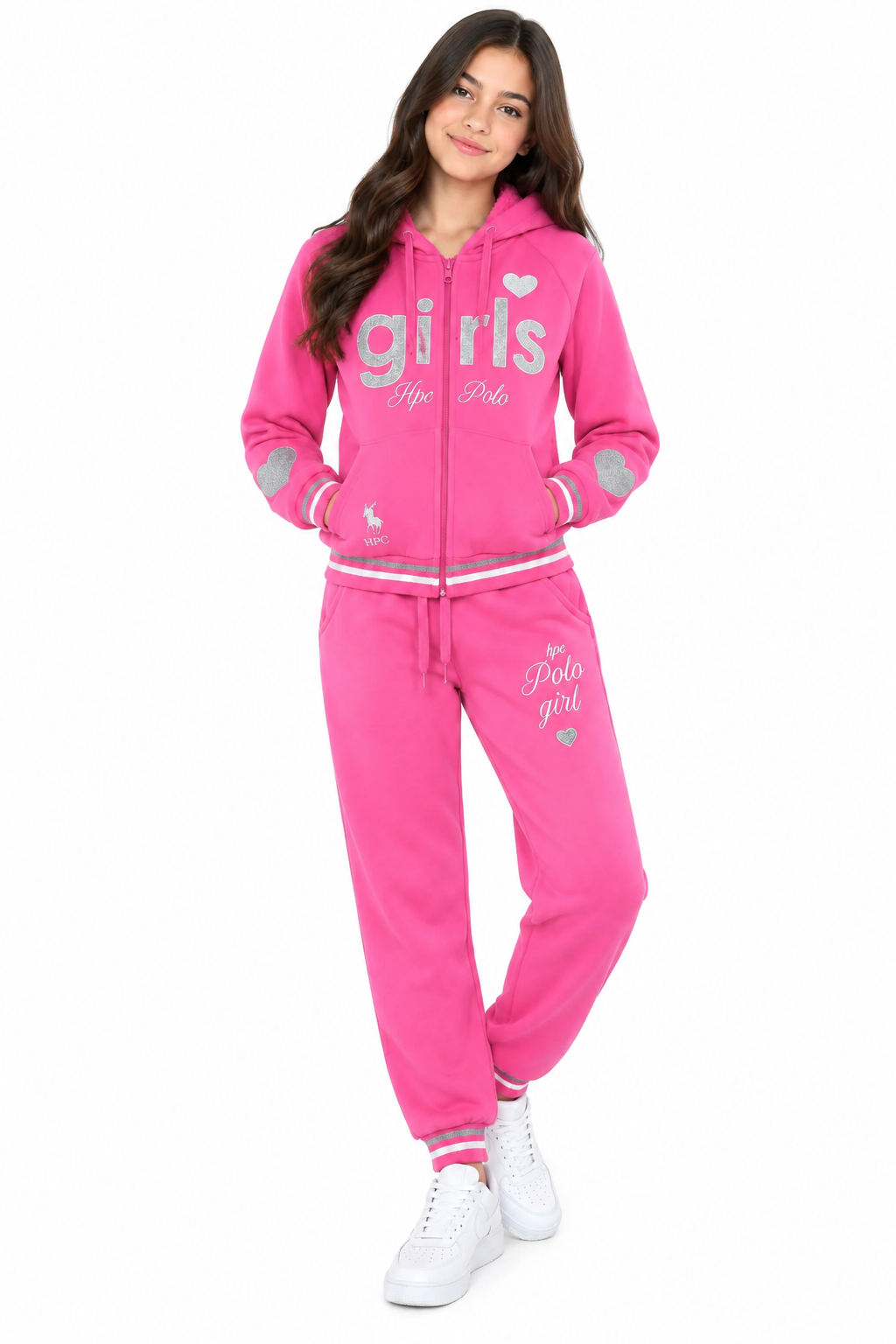 Set niña rosa con sudadera y pantalón girls