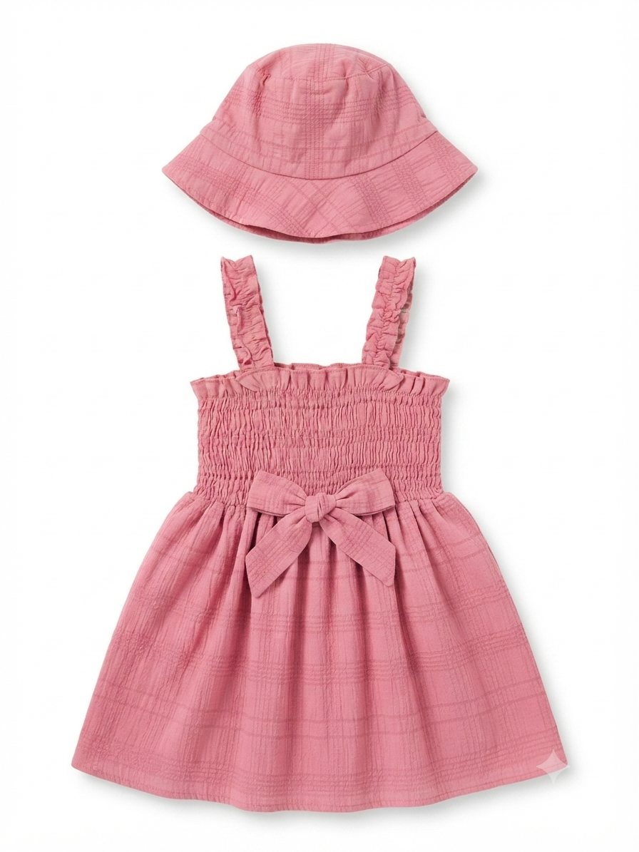 Vestido niña meses rosa con sombrero