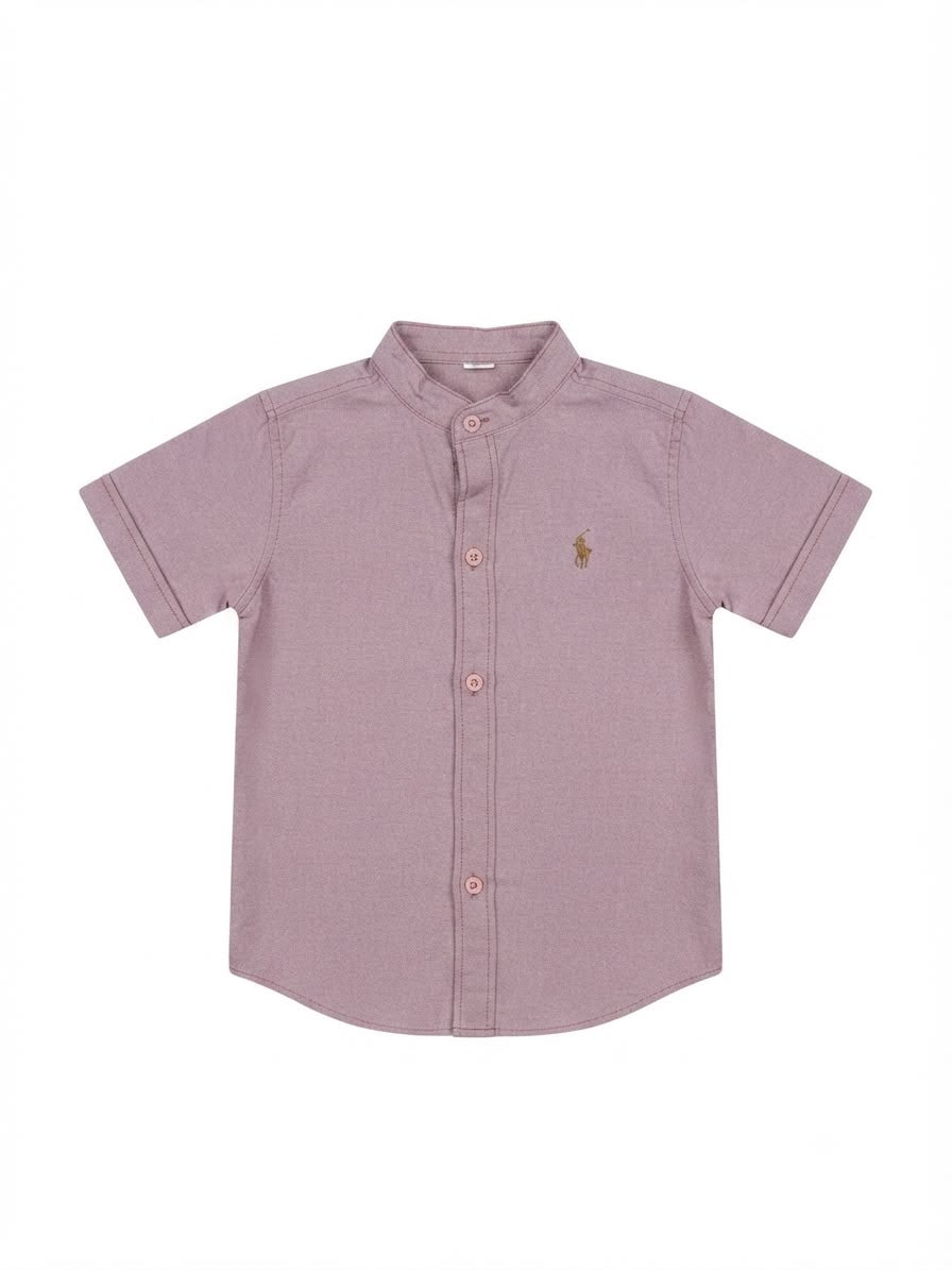 Camisa niño manga corta con cuello mao
