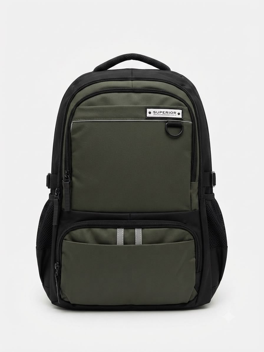 Mochila juvenil verde militar con negro 🎒💚