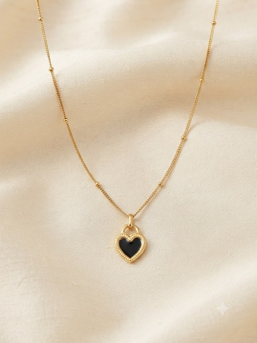 Collar accesorio dama – Corazón negro elegante