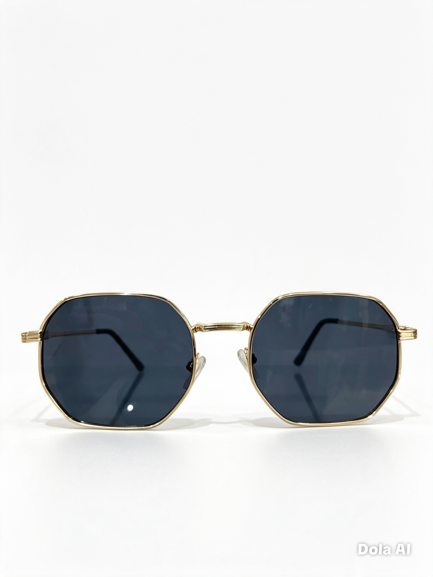 Lentes dama octagonales dorados con mica negra