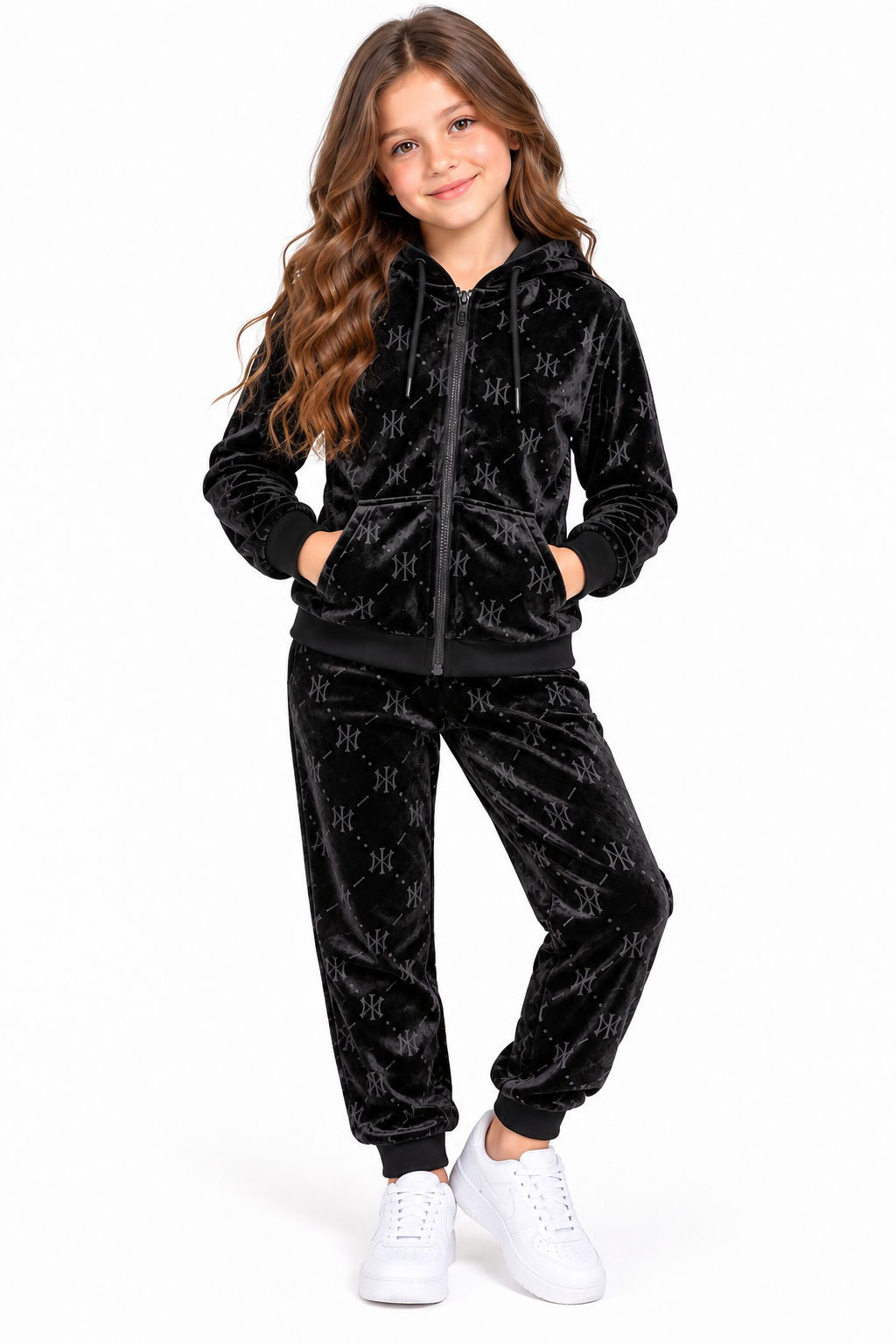 Set niña deportivo de terciopelo negro 🖤✨