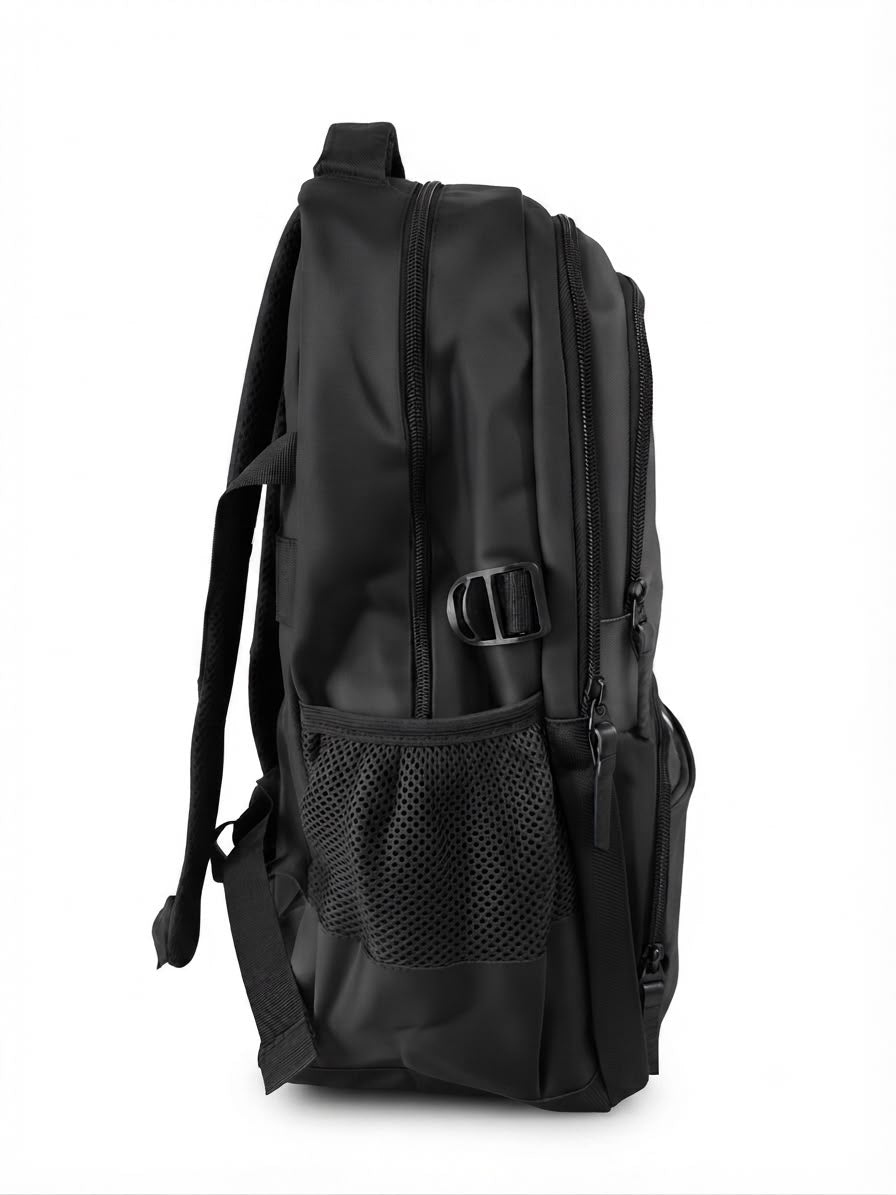 Mochila juvenil gris con negro – amplia y funcional 🎒🩶