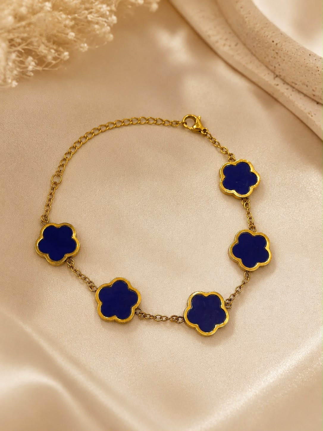 Pulsera Dama flores azul marino 💙