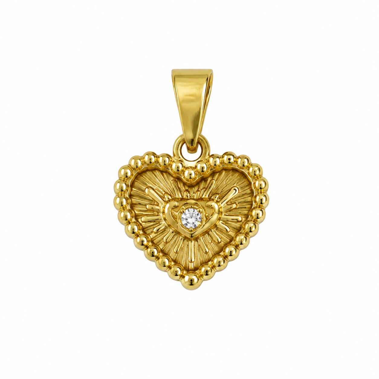 Collar dama corazón dorado ojo con diamante