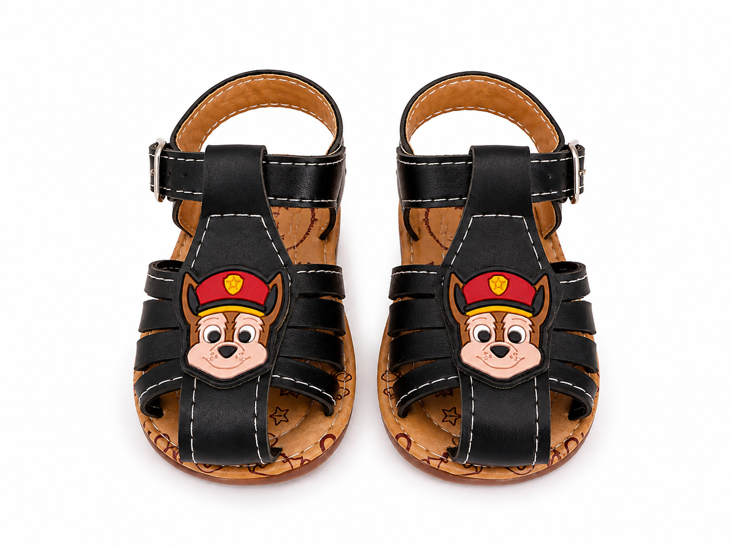 Huaraches niño OFERTA – negros con diseño de perrito policía 🐶🚓🖤