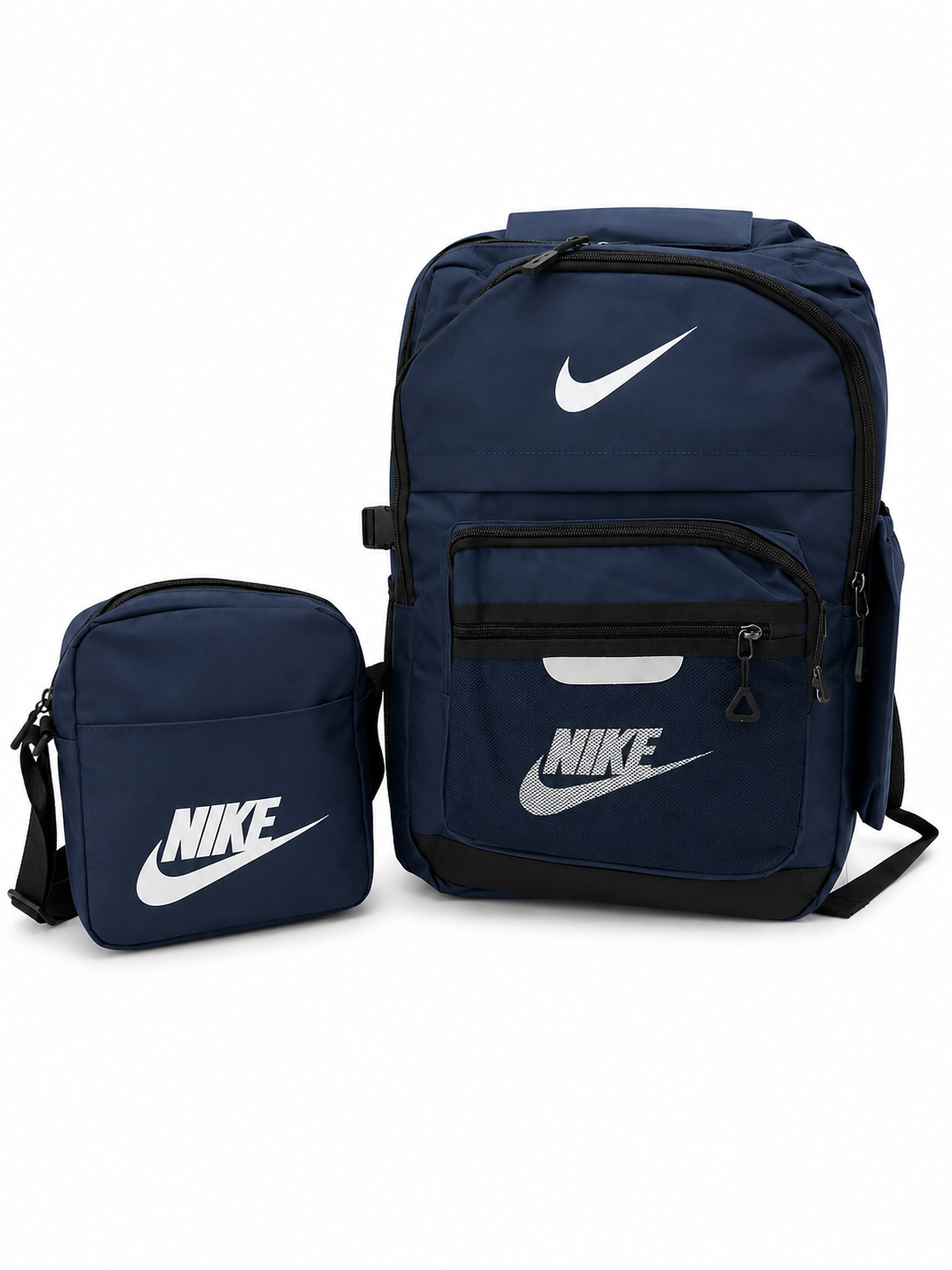 Set Mochila juvenil deportiva azul marino con estuche organizador