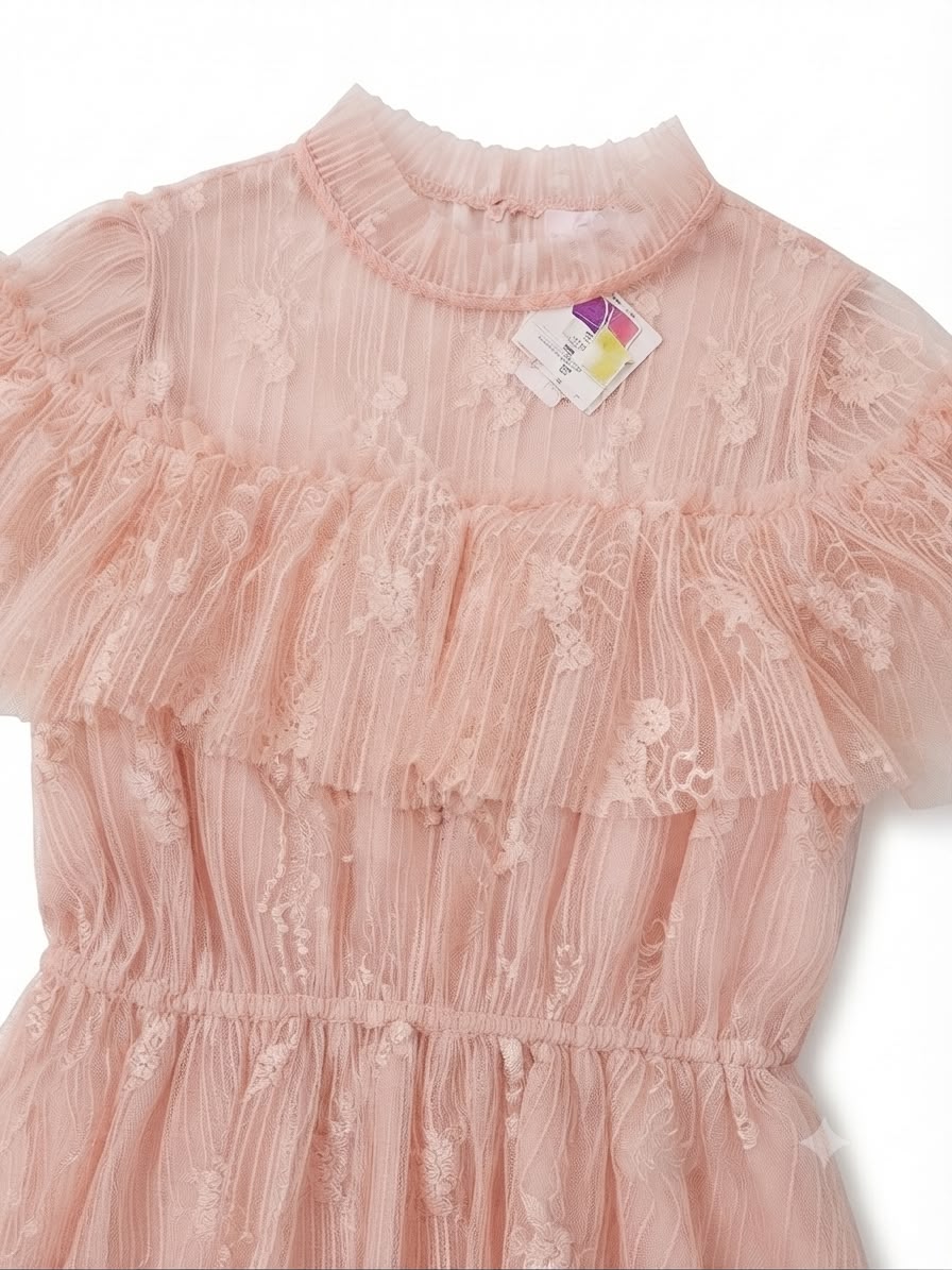 Vestidos niña de tul bordado rosa