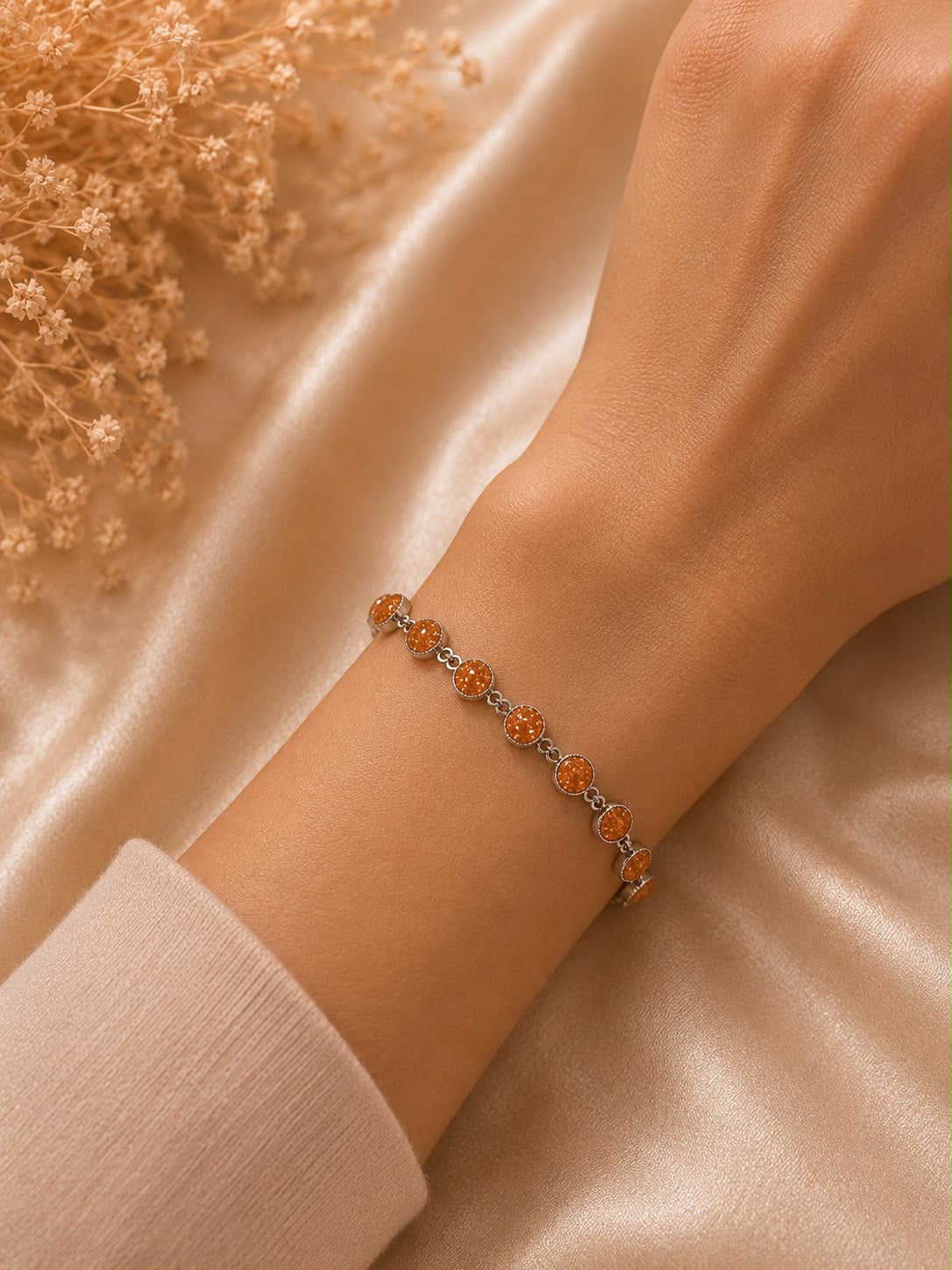Pulsera Dama piedras naranja 🍊 🧡