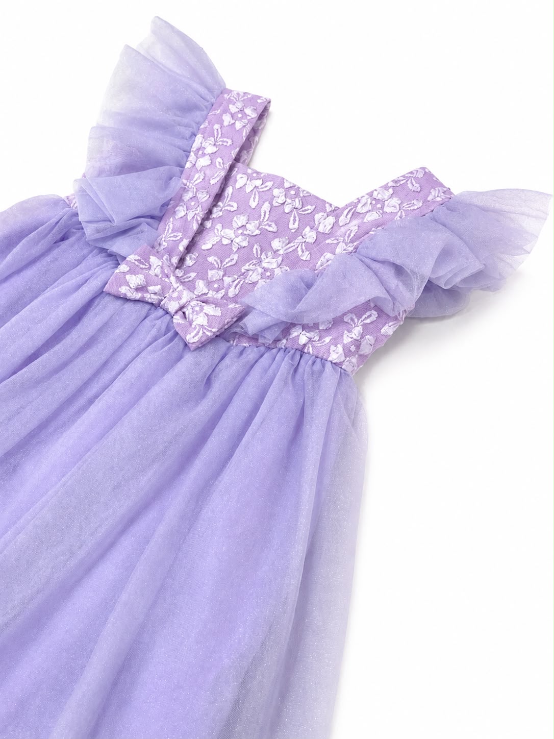 Vestido niña meses de tul con flores – Color lila