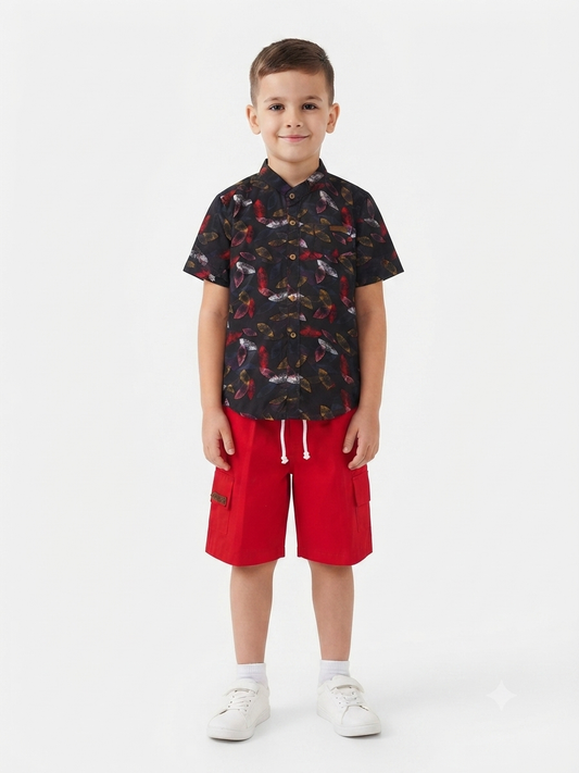 Set niño camisa estampada + bermuda cargo