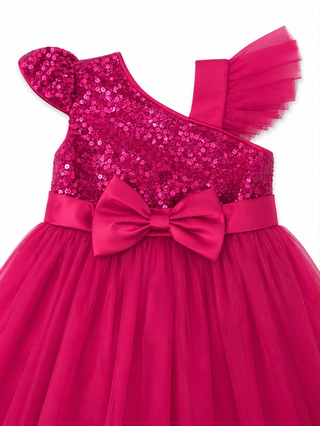 Vestido niña fucsia de lentejuelas