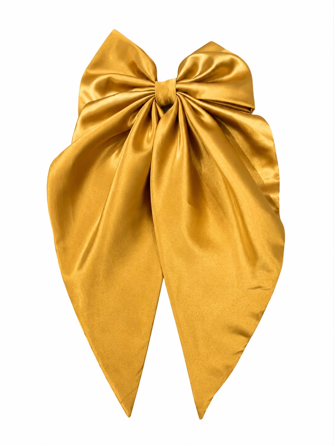 Moño coquette niña dorado satinado con tiras largas