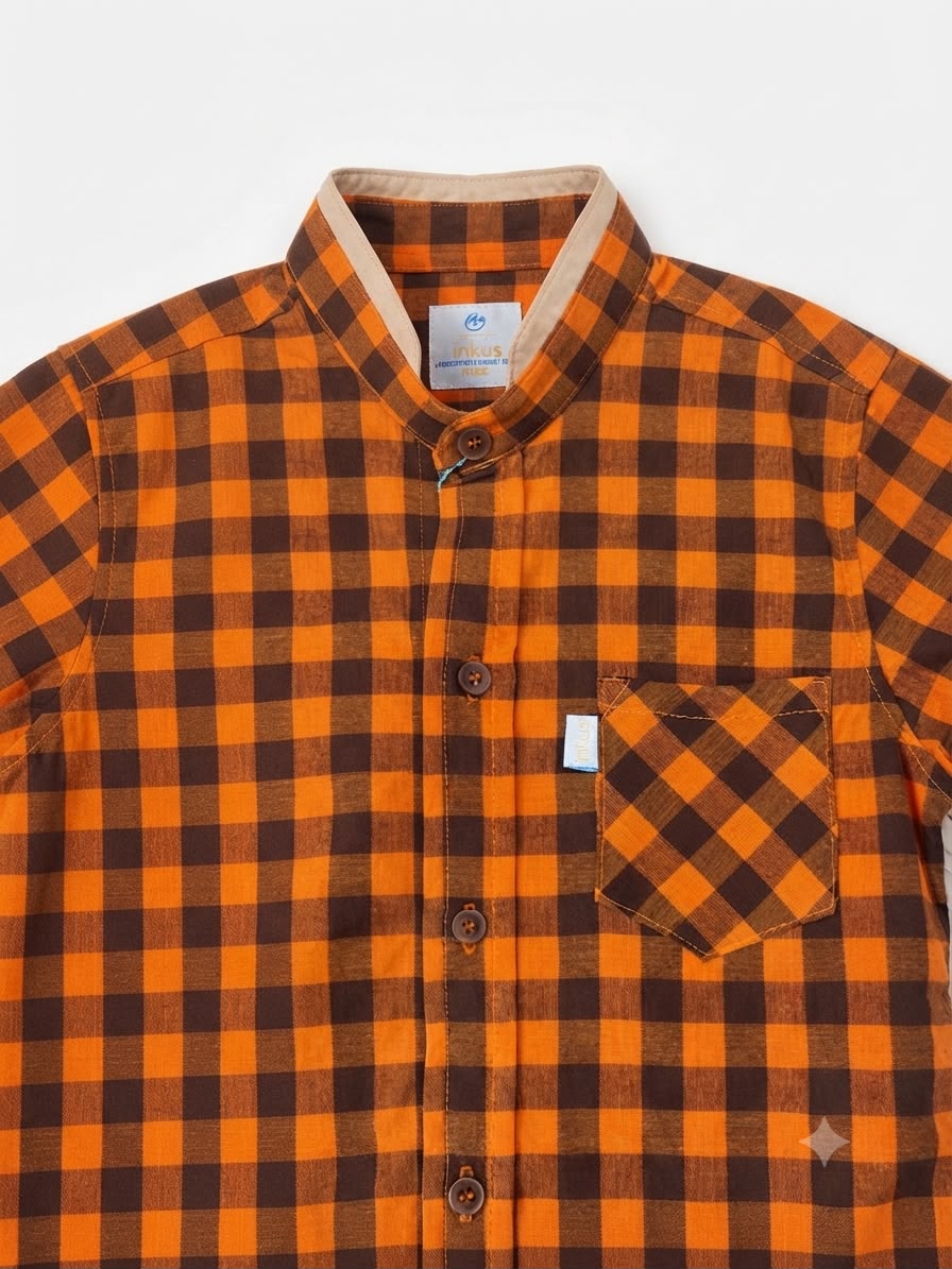 Camisa niño manga corta de cuadros