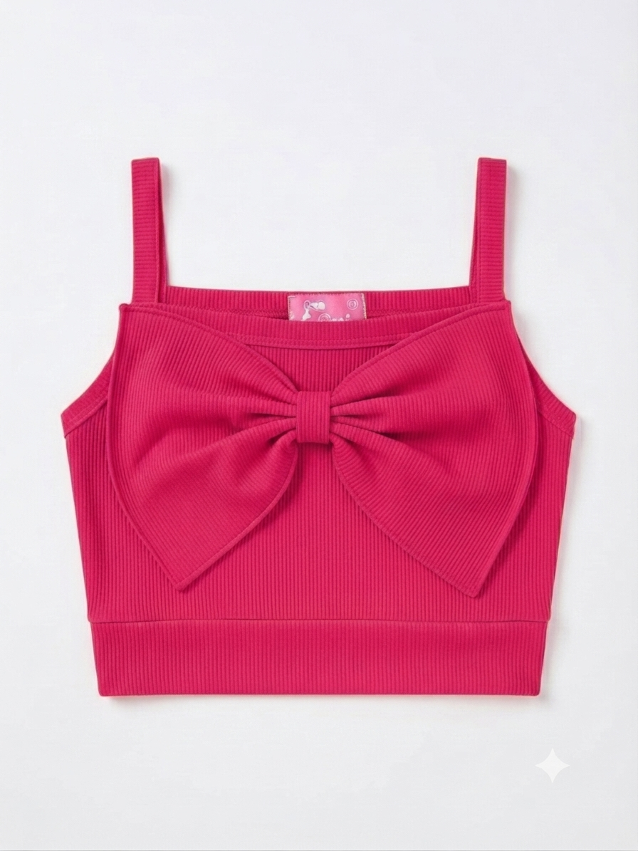 Blusa niña rosa fucsia con moño grande