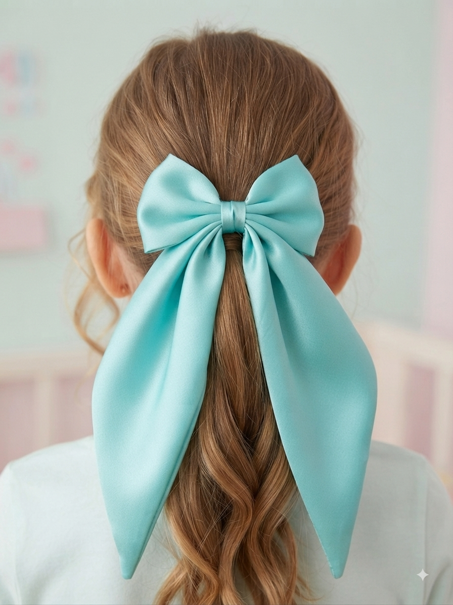 Moño coquette niña verde menta 🎀✨