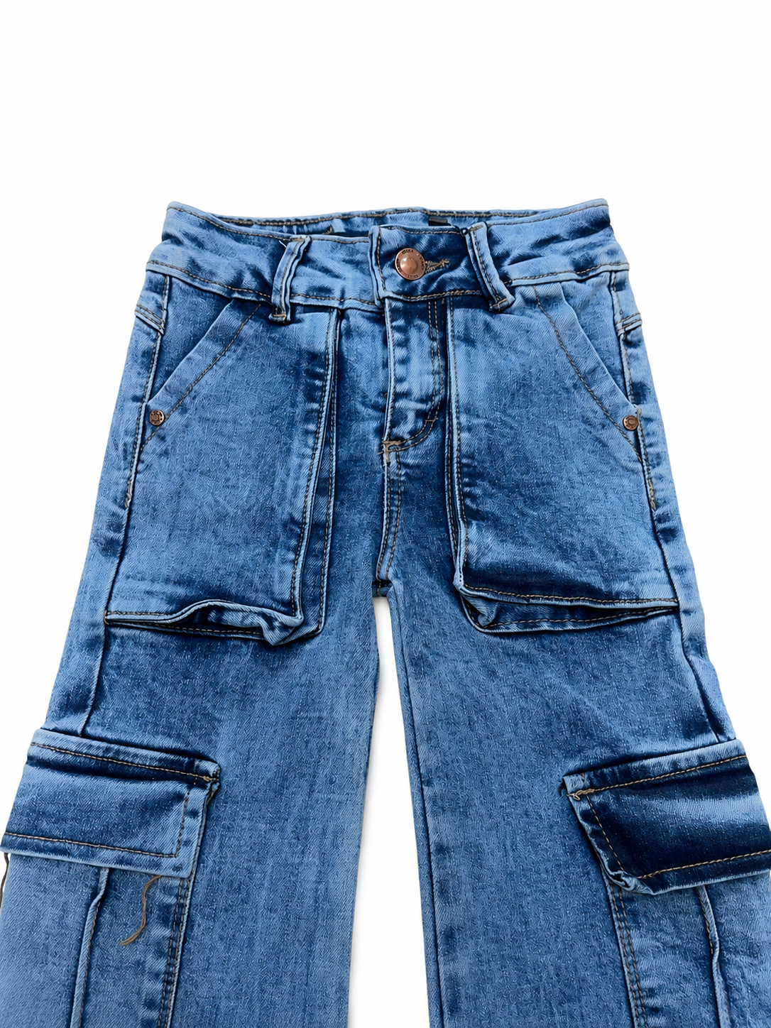 Pantalón niña mezclilla cargo wide leg 4 bolsas