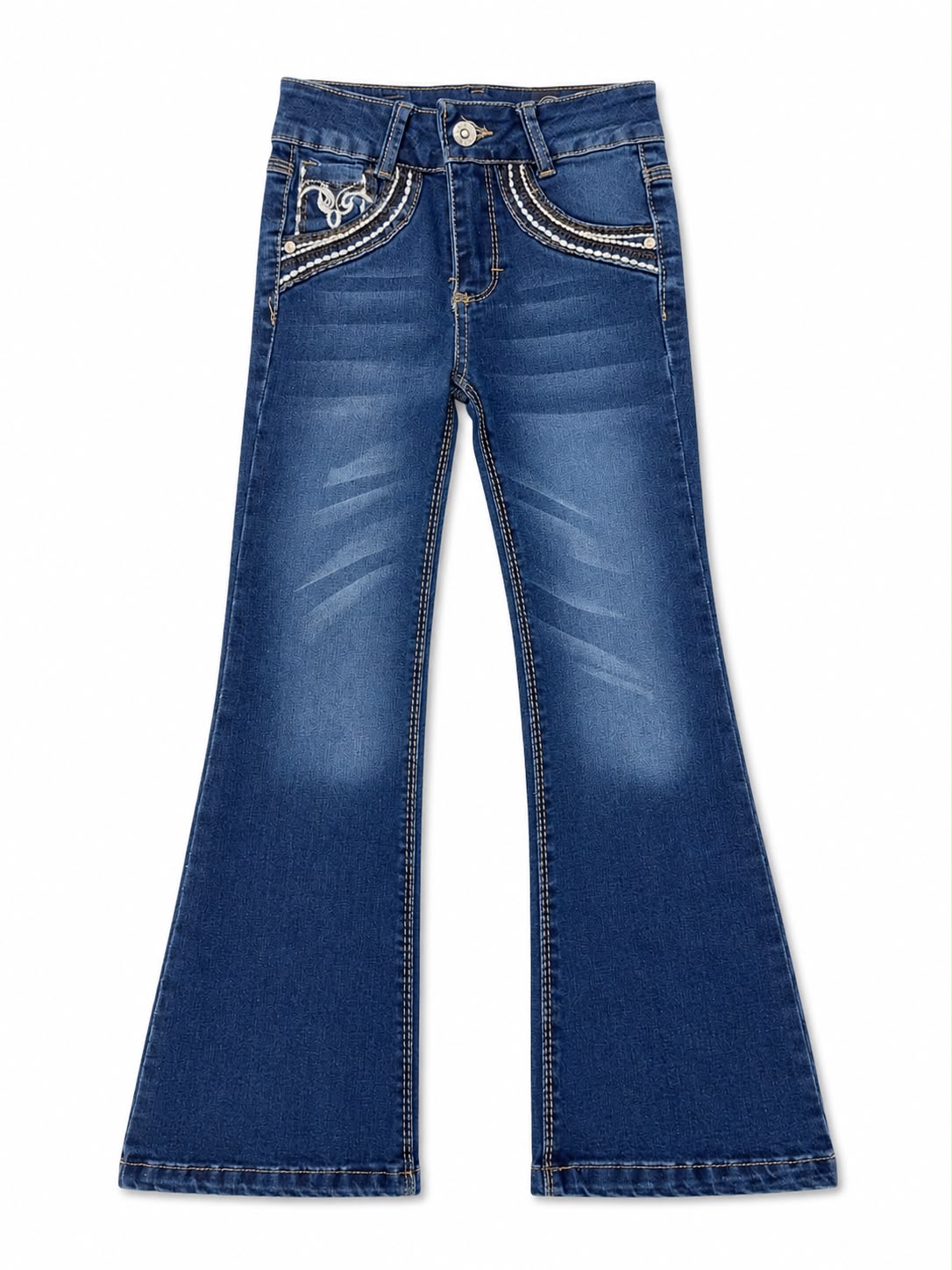 Pantalón niña mezclilla estilo vaquero con bordado