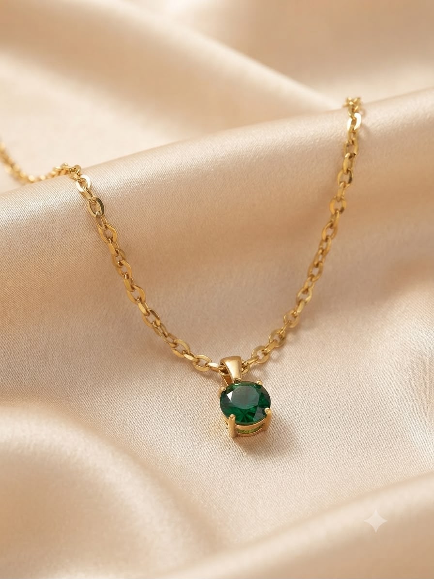 Collar accesorio dama – Dije con cristal verde
