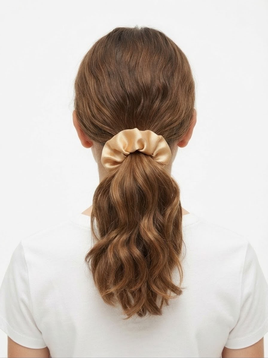 Liga cabello accesorio satinada dorada