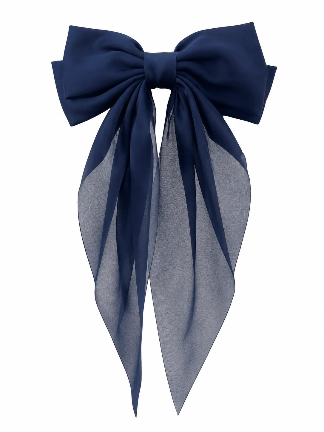🎀 Moño coquette niña azul marino con transparencias