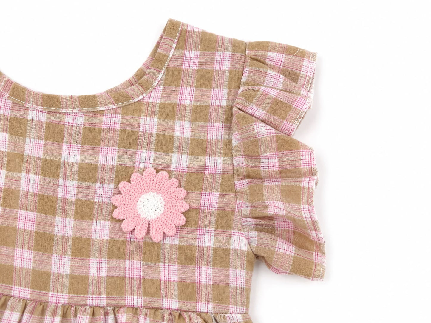 Conjunto niña meses con blusa a cuadros y short blanco