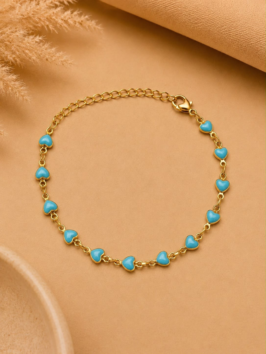 Pulsera Dama corazónes turquesa 🩵