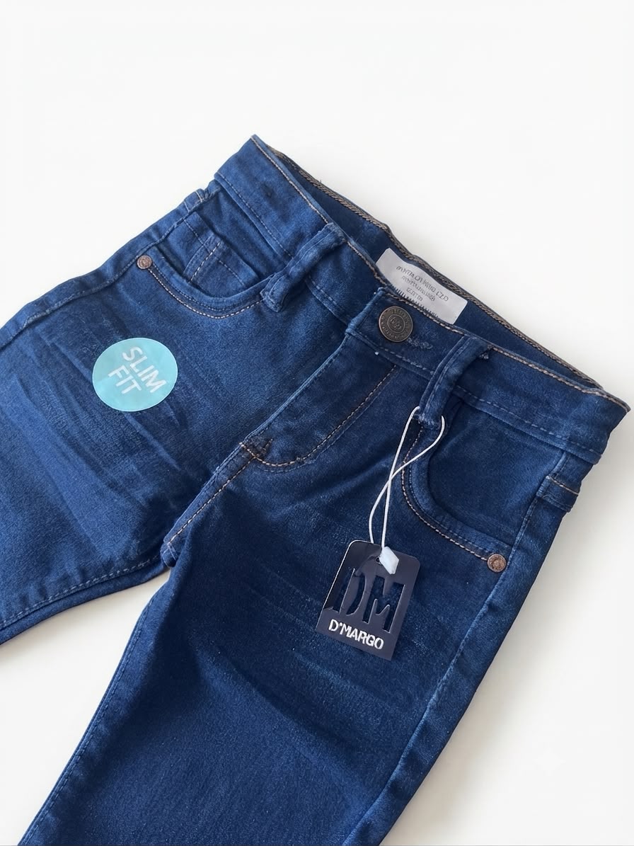 Pantalón niño mezclilla azul oscuro de corte recto