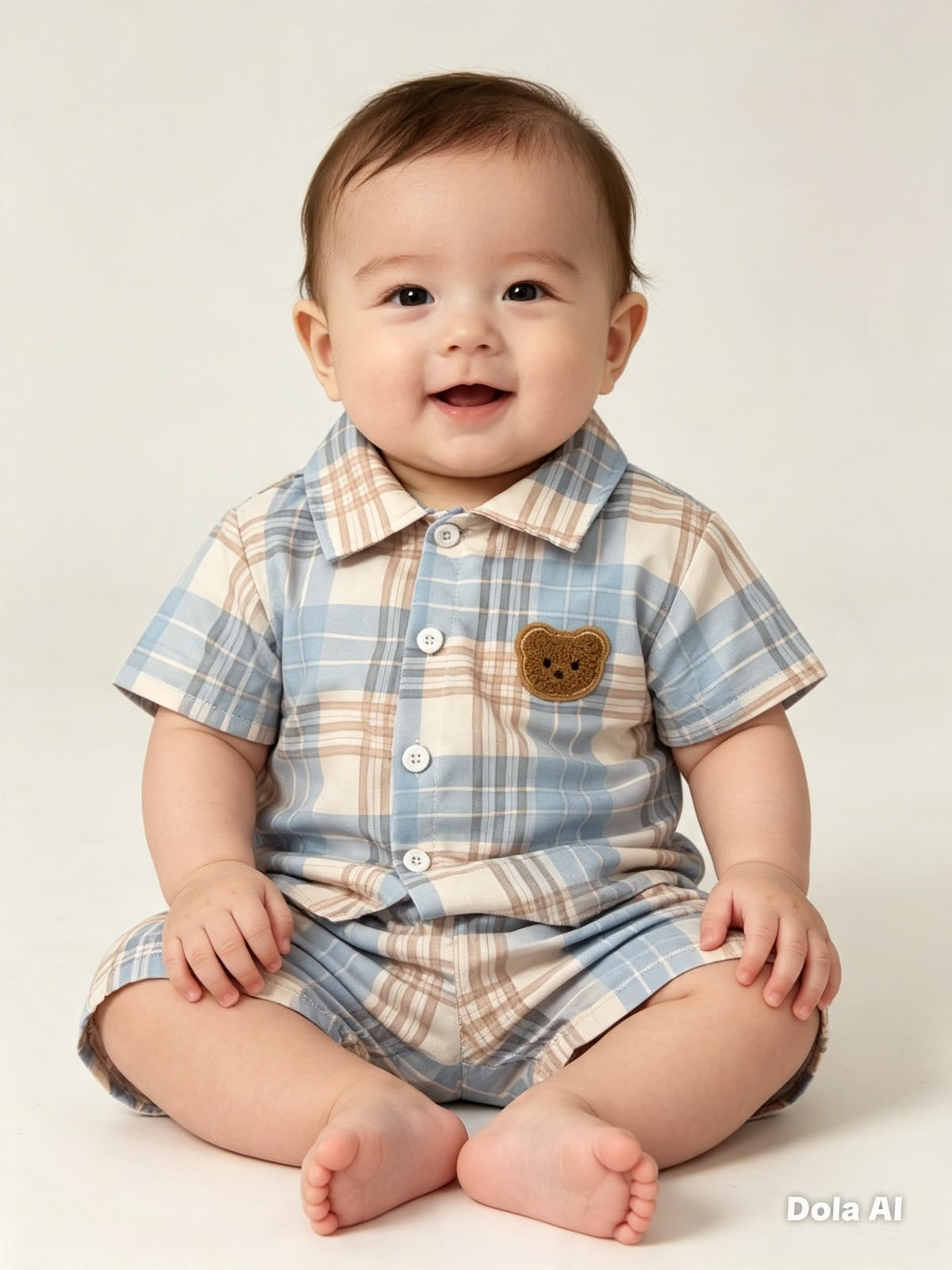 Set niño de cuadro azul con short