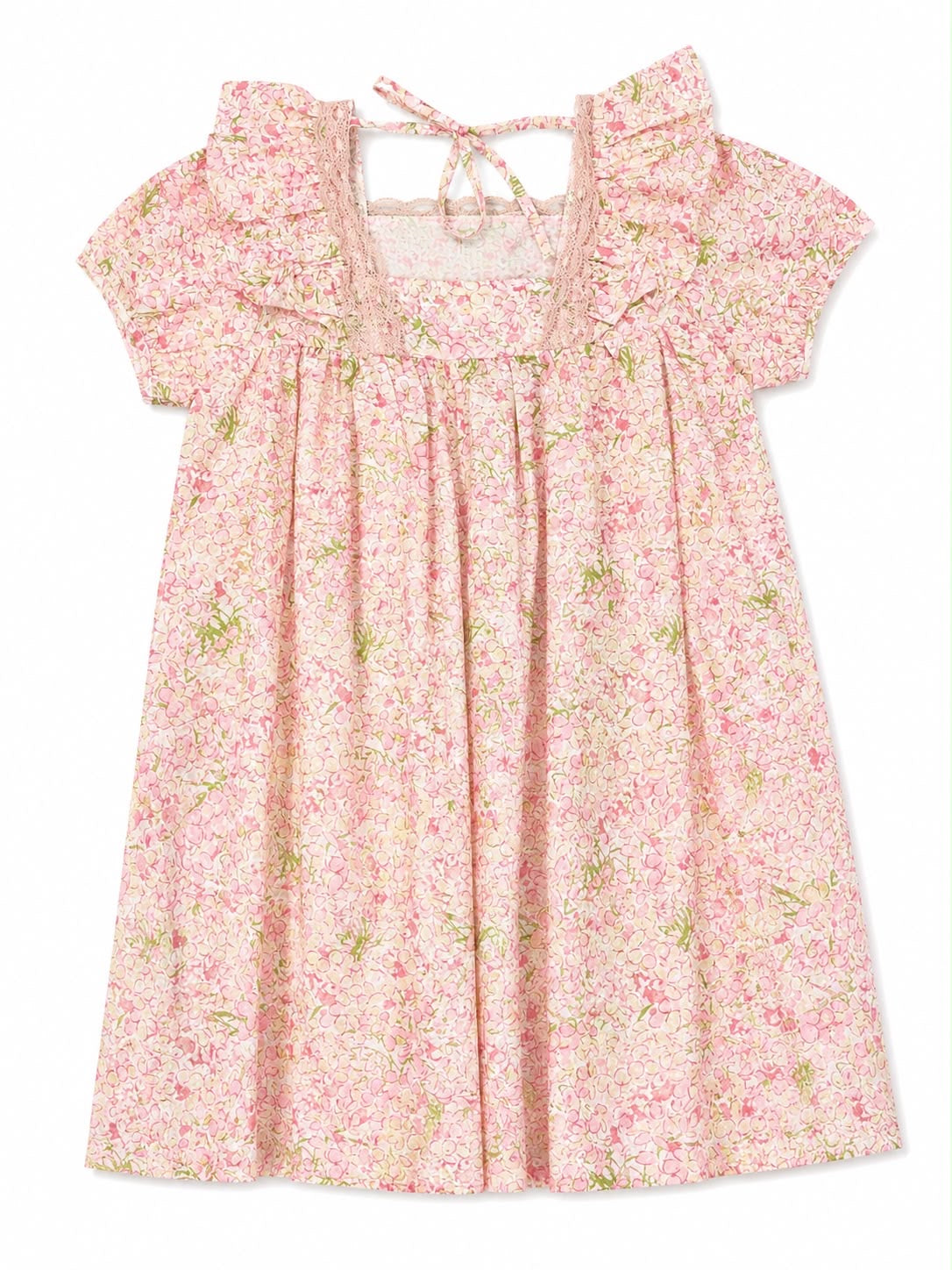 Vestido niña floral con Olanes de encaje
