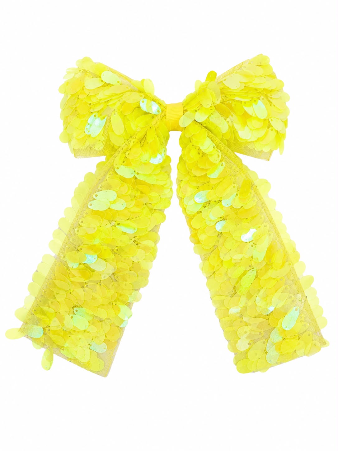 Moño niña amarillo con lentejuelas y tirantes largos 🎀💛✨